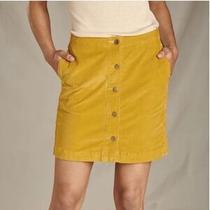 Toad&Co Cruiser Cord Skirt Womens 2 Mustard Yellow Button Front Corduroy Mini